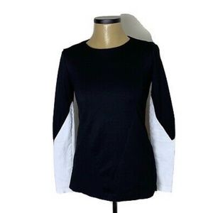 Leeam black top w/ white leather cuffs Size s